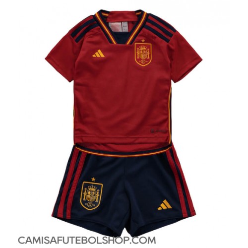 Camisa de time de futebol Espanha Replicas 1º Equipamento Infantil Mundo 2022 Manga Curta (+ Calças curtas)